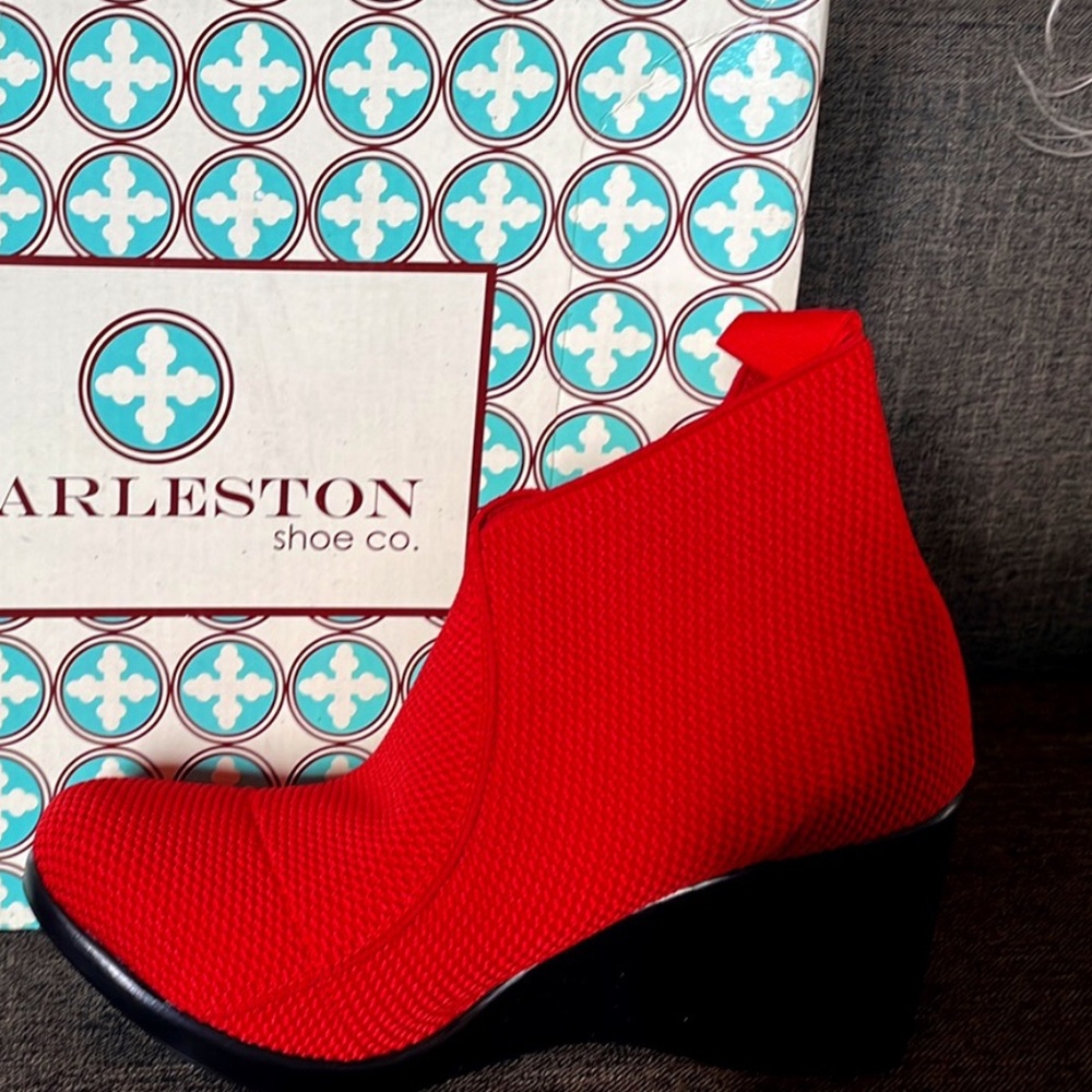 Charleston Shoe Co. Red Booties, Size 7